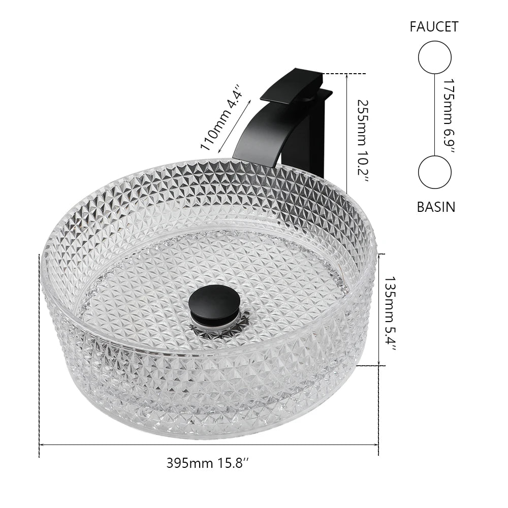 Transparent Thick Glass Basin Set